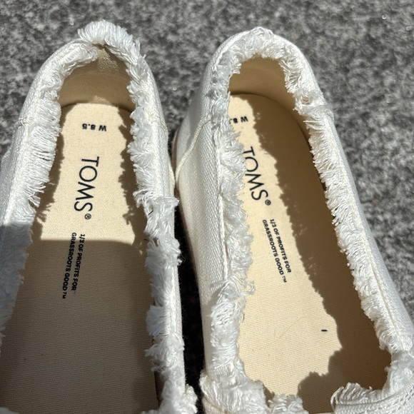 NWT! Toms Valencia Platform Espadrille Chunky Heel Jute Canvas Slip On Shoes - Picture 5 of 8